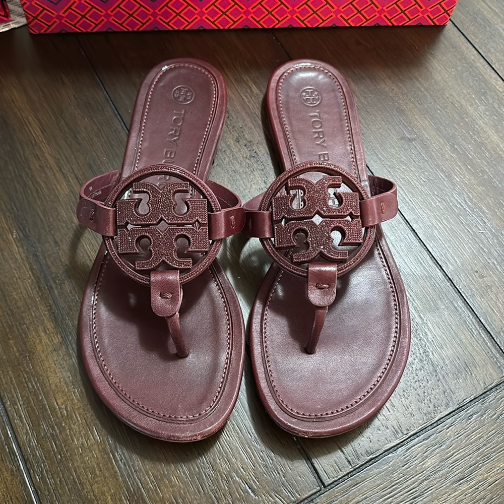 Tory Burch Metal Miller Embellished Sandal Calf Leather